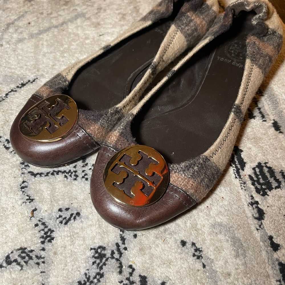 Tory Burch Reva Plaid fall/Winter Ballet Flats - Brown